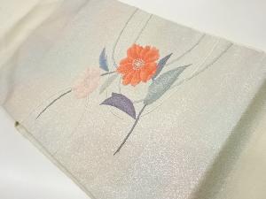リサイクル　曲線に花模様織出し刺繍暈し名古屋帯